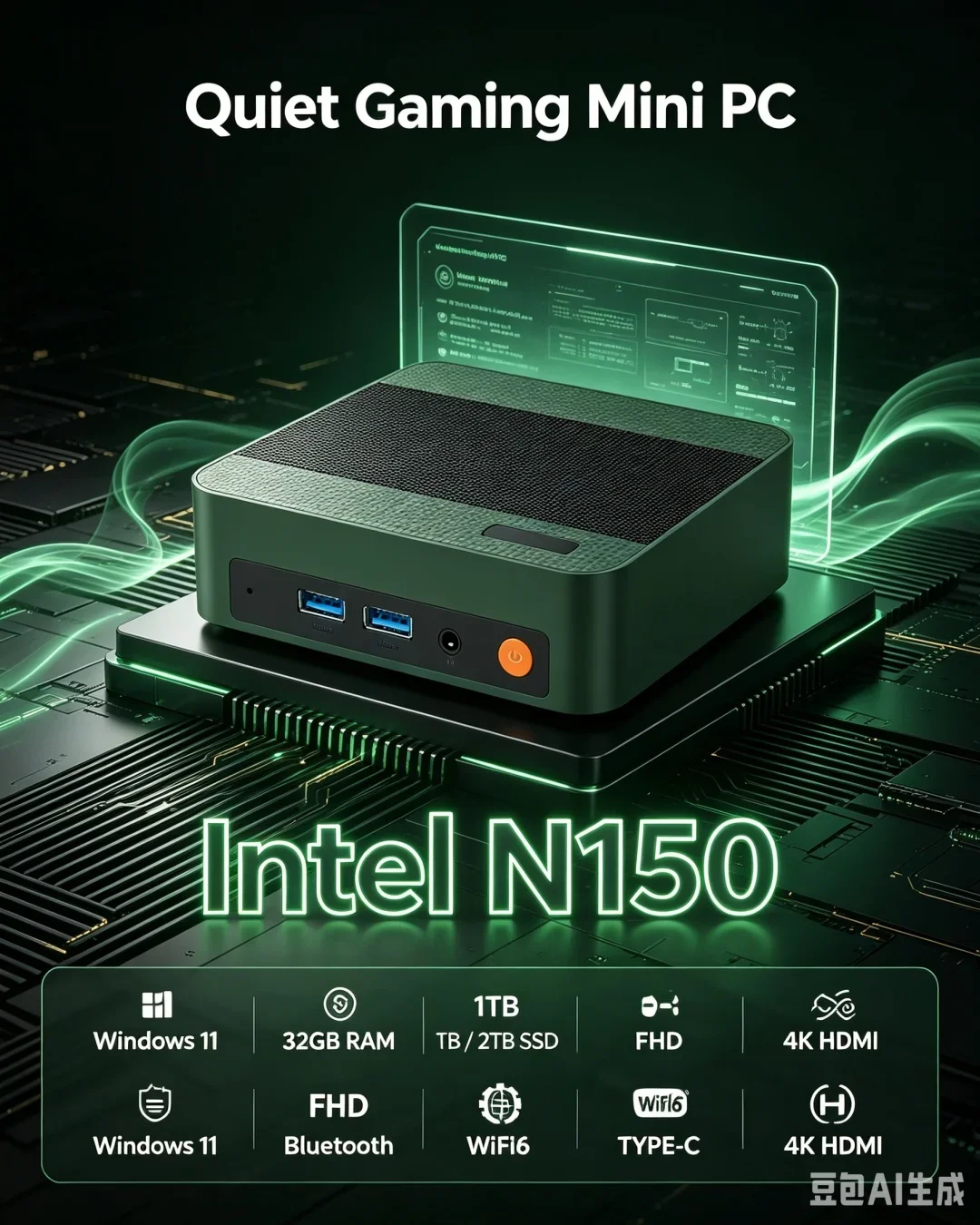 Multicolor Mini PC Intel N150, Win11 Pro 16GB RAM 2TB SSD WiFi6 BT5.2 4K UHD Workstation for Home Office, Gaming & Video Editing
