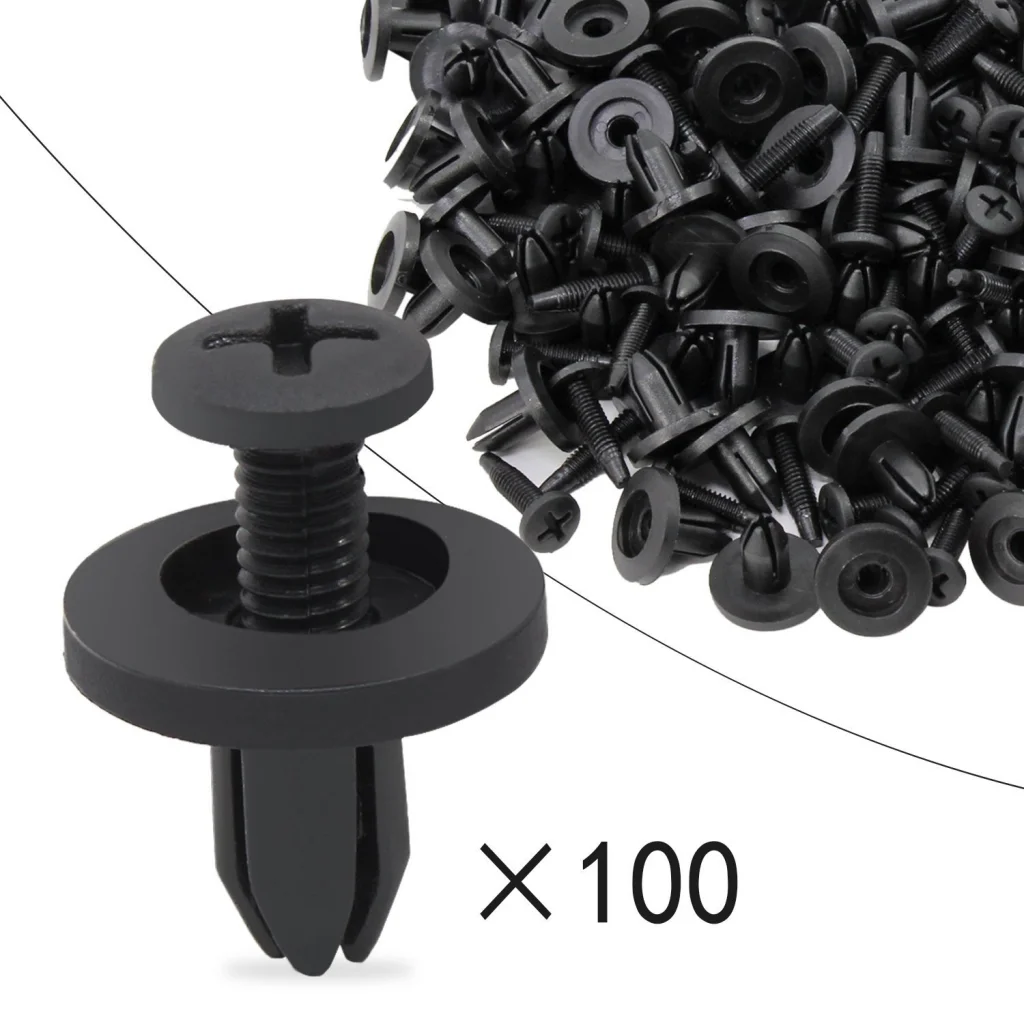 Car Bumper Clips Push Type Nylon Fastener 100pcs Retainer Rivets for Bumper Shield and Mud Flap