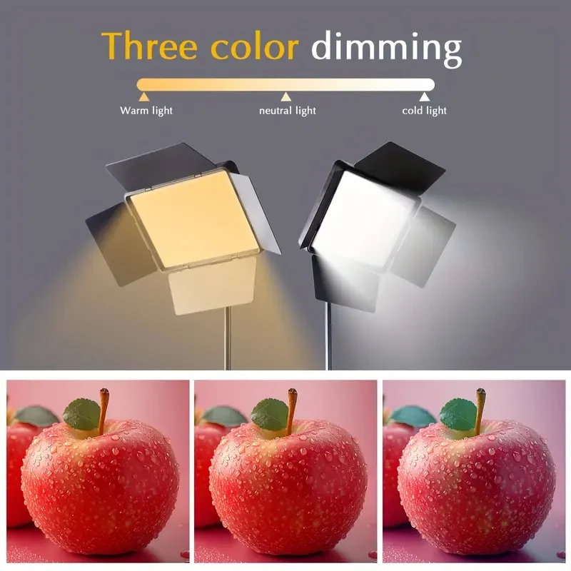 Quadratisches LED-Ringlicht mit verstellbarem Stativständer, USB-betrieben, 3 Farbtemperaturen, Metallständer, für Live-Studiofotografie