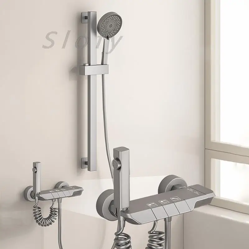 

Cold and Hot Bathroom Rain Shower System Luxury Rain Mixer Shower High Pressure Rainfall Shower Head Faucet with Handheld Tap