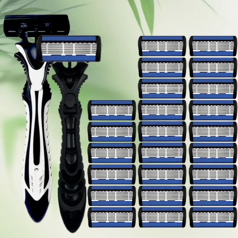 

Handle Profession 6-Layers Blade System Man Manual Shaving Razor with Storage Box Easy to Clean Suitable for Travel Carry