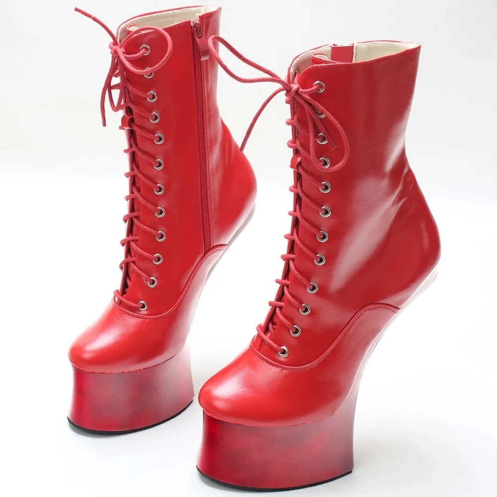 

2023 New Style Horseshoe heels Boots 18CM Super High Heel Heelless Fetish Cosplay Ankle Boots Unisex Big Size 36-46