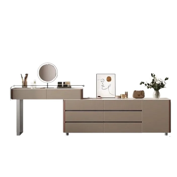 

Saddle leather, master bedroom, dressing, high-end, atmospheric, bedroom, integrated, retractable cabinet, premium