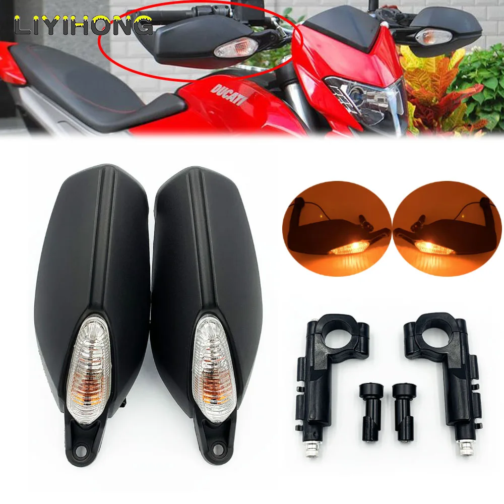 For DUCATI Hypermotard 820/ Hyperstrada 821 2013 2014 2015 Right Brake Side Left Clutch Side HandGuard Handlebar with Light