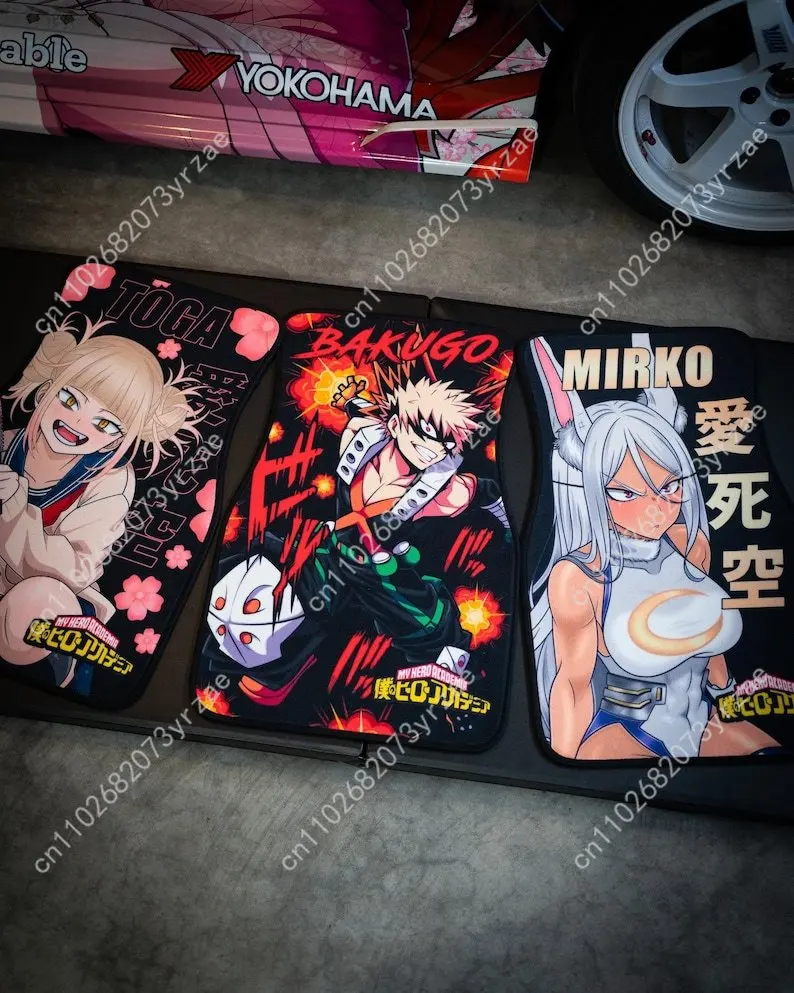 

MHA - Hero Anime 4pcs Universal Car Floor Mats All-Season Fashionable Auto Interio Absorbent Non-Slip Washable Car Floor Mats