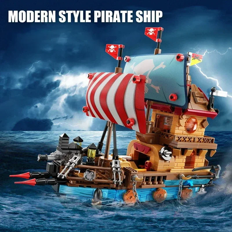 916PCS Medievale Perla Nave Pirata Modello Building Blocks Esperto Creativo Avventura Barca Giocattoli Dei Mattoni Per Il Capretto Regalo Di Compleanno MOC