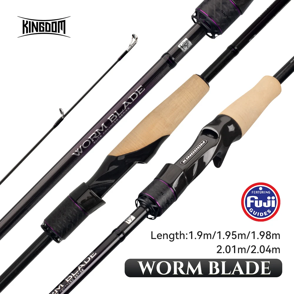 Kingdom Angelrute 1,95m 1,98m 2,01m 2,04m L ML M MH Fuji-Führungsring Toray 33T+40T Carbon-Gewebe Bass-Angelrute