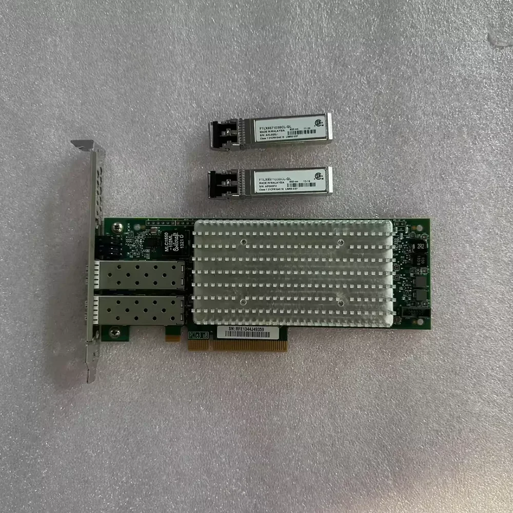 For QLogic QLE8442-SR Dual-Port 25G Fiber HBA Card, PCI-E x8, 2*FINISAR FTLF8536P4BCL