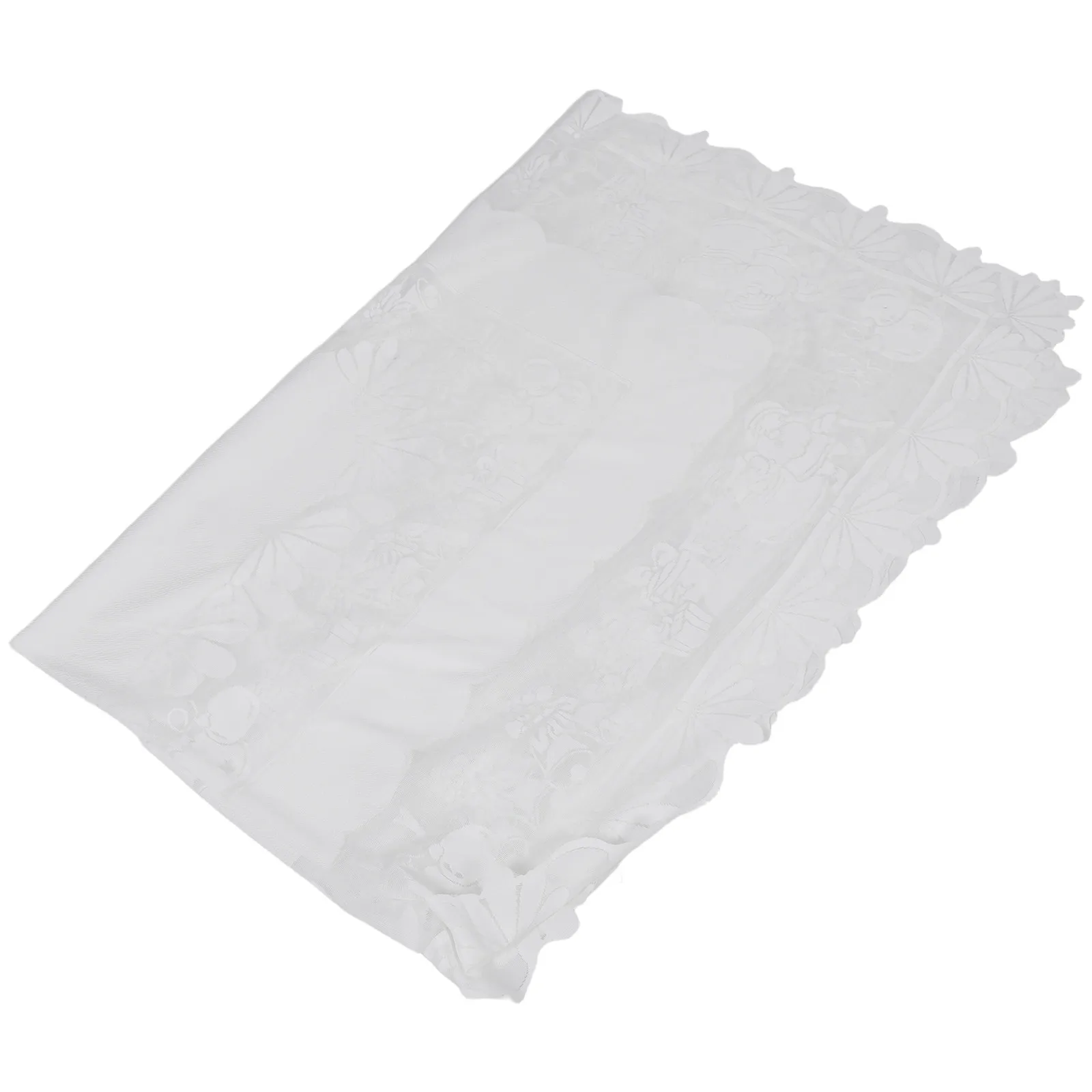 White Lace Christmas Tablecloth Rectangle 140x220 Cm Polyester Table Cover Christmas Dining Table Decor Holiday Overlay