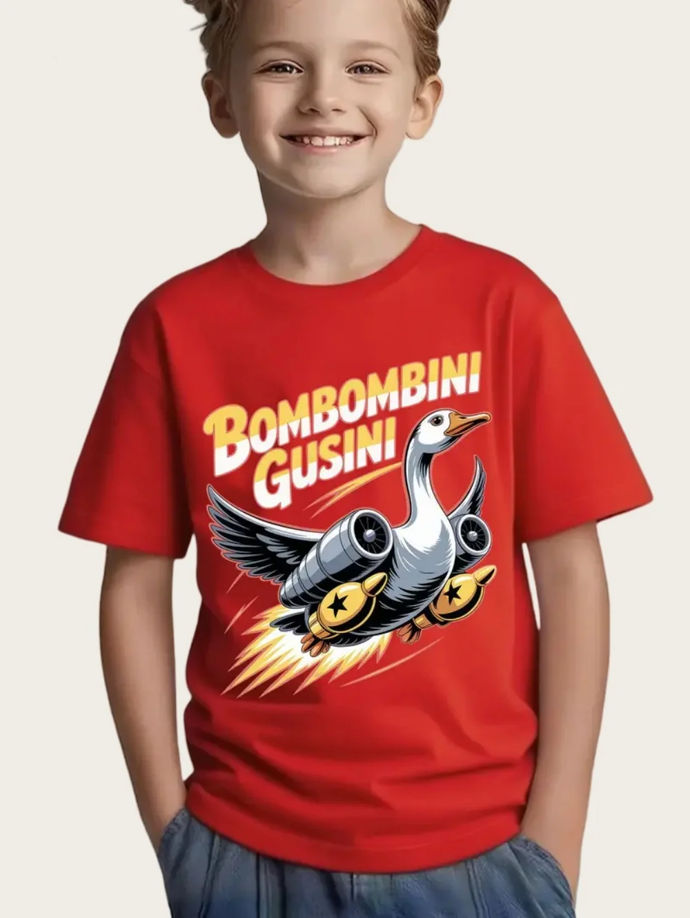 Bombombini Gusini مضحك الإيطالية Brainrot ميمي تي شيرت الصيف الشارع الشهير تي شيرت عادية شعبية تي شيرت للبنين بلوزات فضفاضة