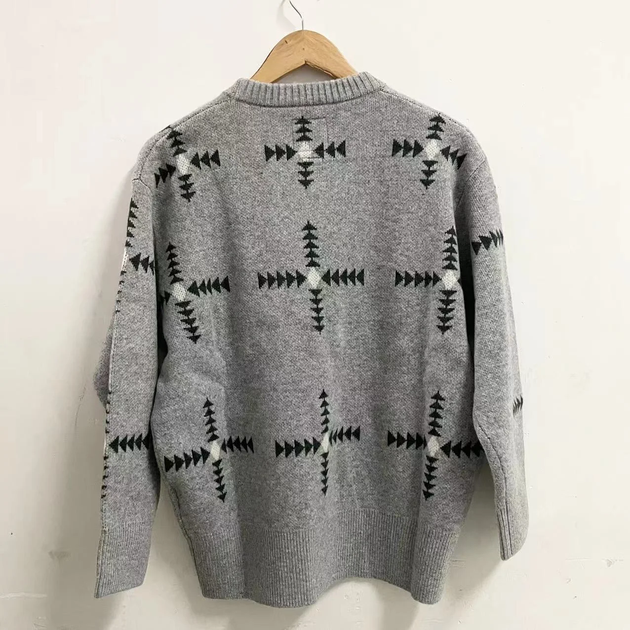 VISVIM KOFU VINTAGE JACQUARD KNIT wool cross sweater men 18AW