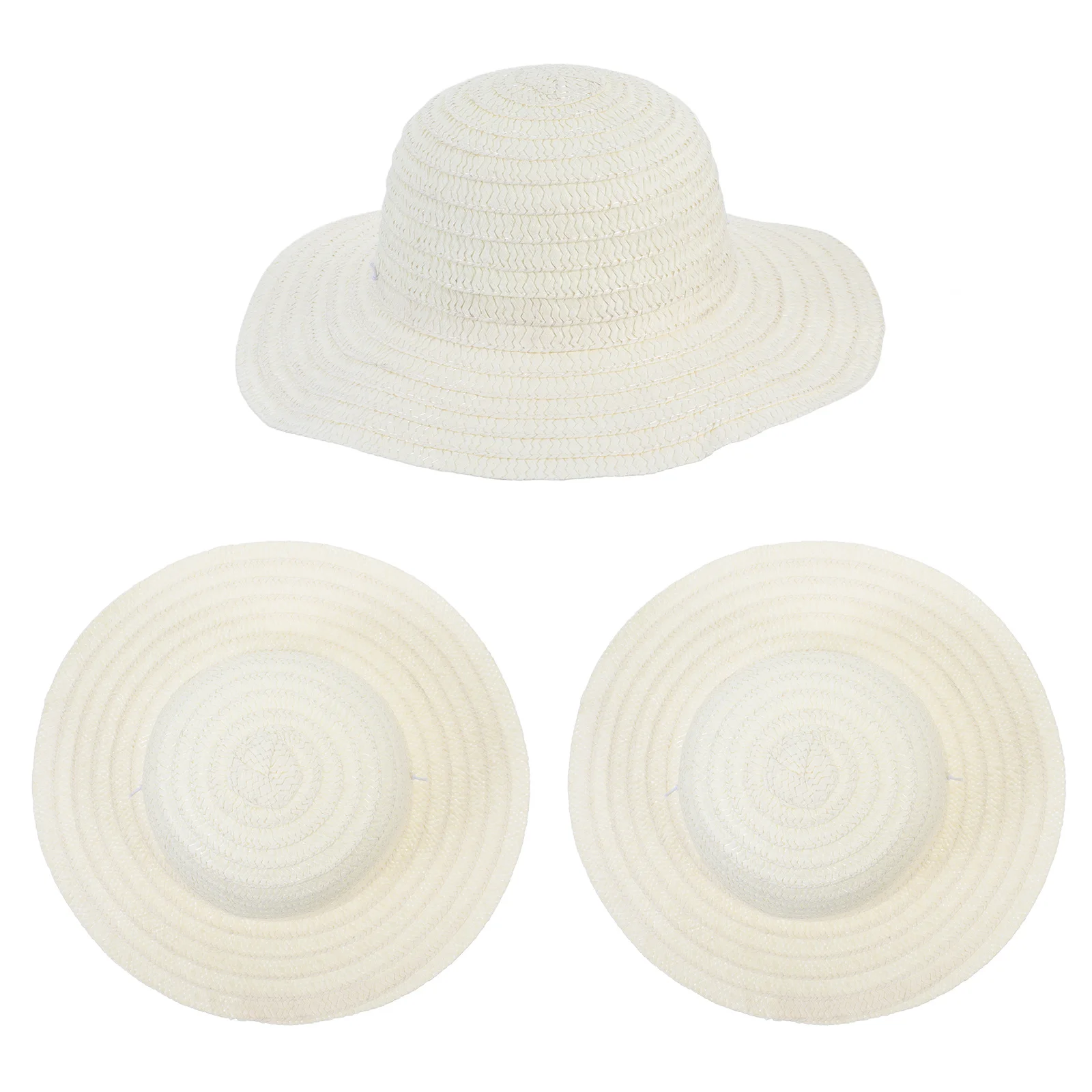 3 pçs pequeno chapéu de palha tecido diy artesanato decoração para casa jardim mini cena decoração foto prop acessório mini chapéu de palha
