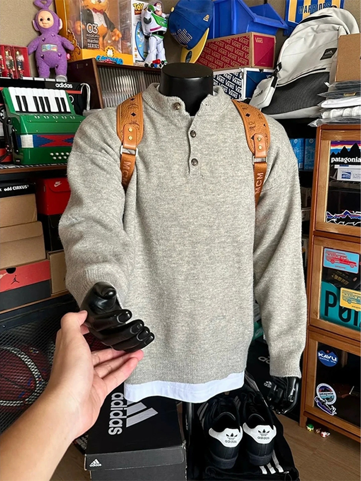 

Retro American Sle Men's Knitted Sweater Henry Collar Lazy Sle Inner Wear Cleanfit Base irt Autumn Winter High End Feeling