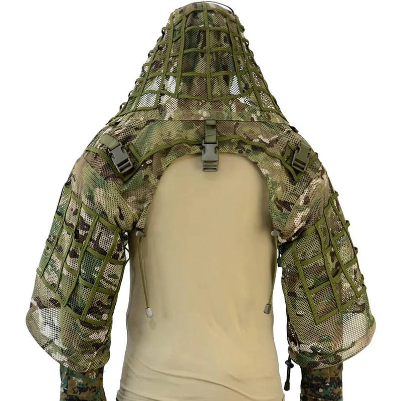 Ghillie-Anzug, taktischer Scharfschützmantel, Viper-Kappen, Jagdmantel, Material und Farbe optional, Tarnkleidung für Airsoft-Paintball – Detail 22