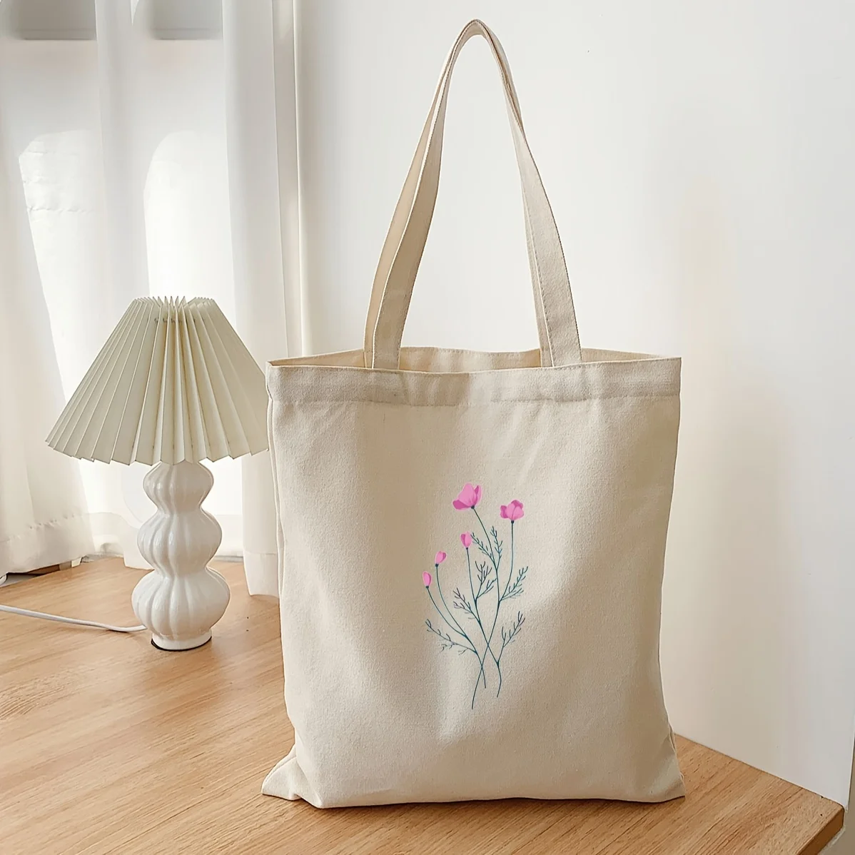 1pc Delicate Pink Wildflower Bouquet Shopping Bag,suitable f