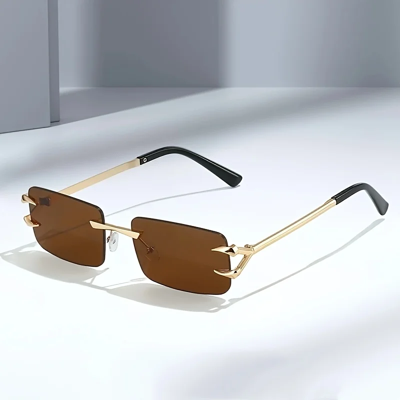 Quadratische, rahmenlose, modische Brille, geeignet für Männer und Frauen, geeignet für die tägliche Freizeit – Detail 2