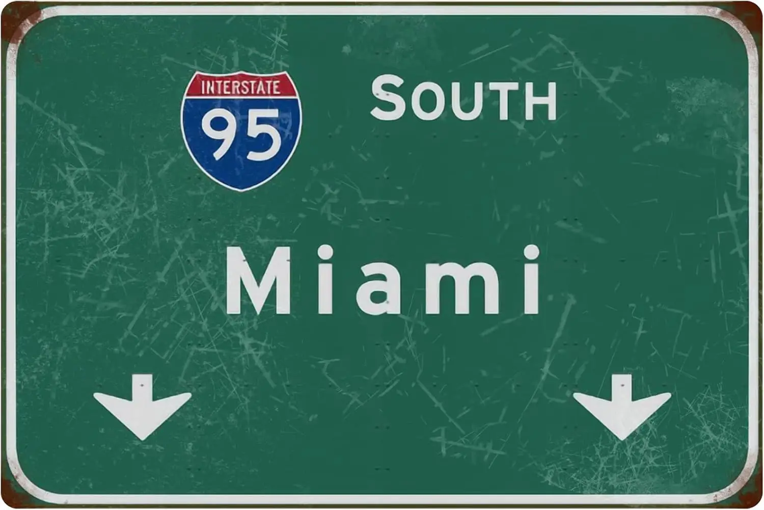 Blechschild Retro South Interstate 95 Highway Direction Schild mit Logo anzeigen Metallschild Airport Highway Bar Club Wanddekoration-alumi