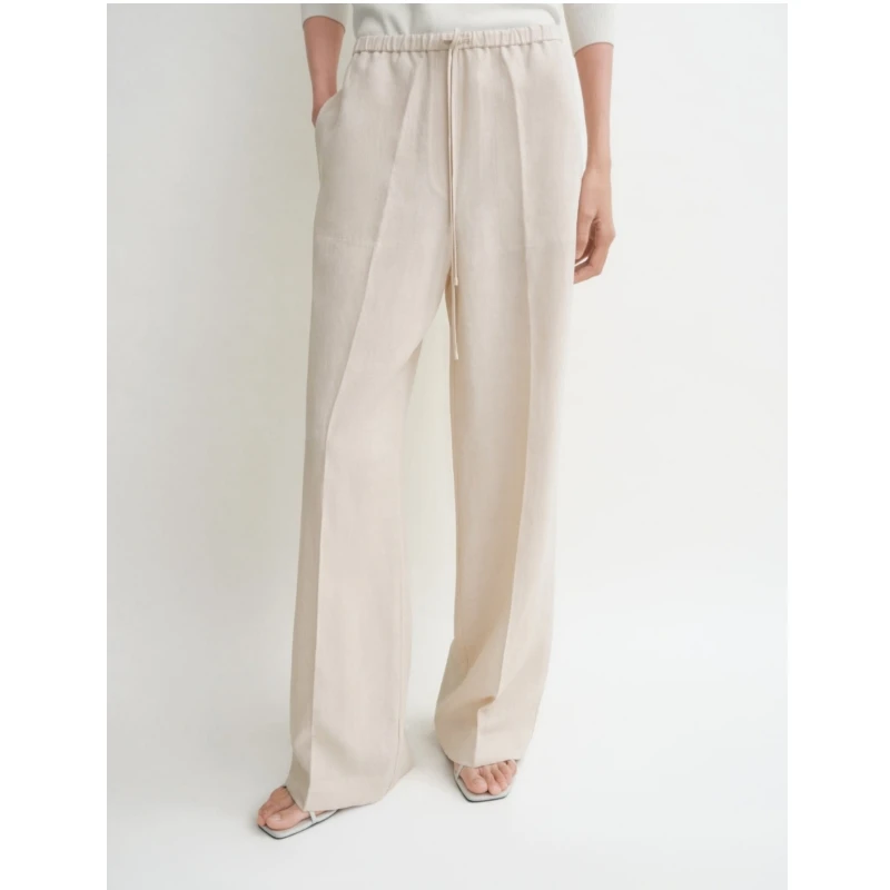2025 Spring/Summer New Nordic Minimalist High Waist Drawstring Wide Leg Pants