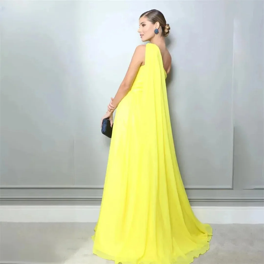 Single Shoulder Ball Dress A-line Chiffon Wedding Dress Elegant Sleeveless Floor Sweeping Tank Top Off the Shoulder 2024