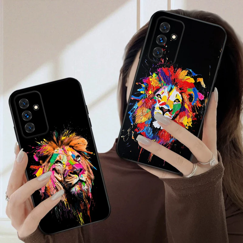 

Oil painting lion For Samsung S20FE S 21 22 23 FE 24 Plus 25 Ultra Galaxy M23 32 34 35 52 53 54 55 5G silicone soft phone case