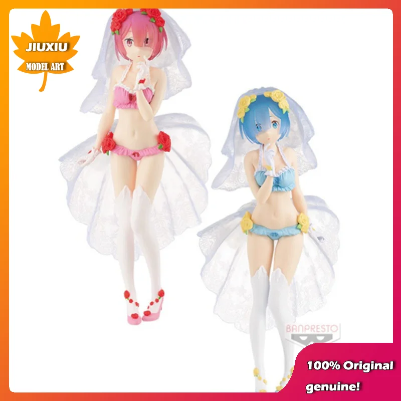 

100% EXQ Original:Re:Zero REM RAM Wedding dress VER.22cm PVC Action Figure Anime Figure Model Toys Figure Collection Doll Gift