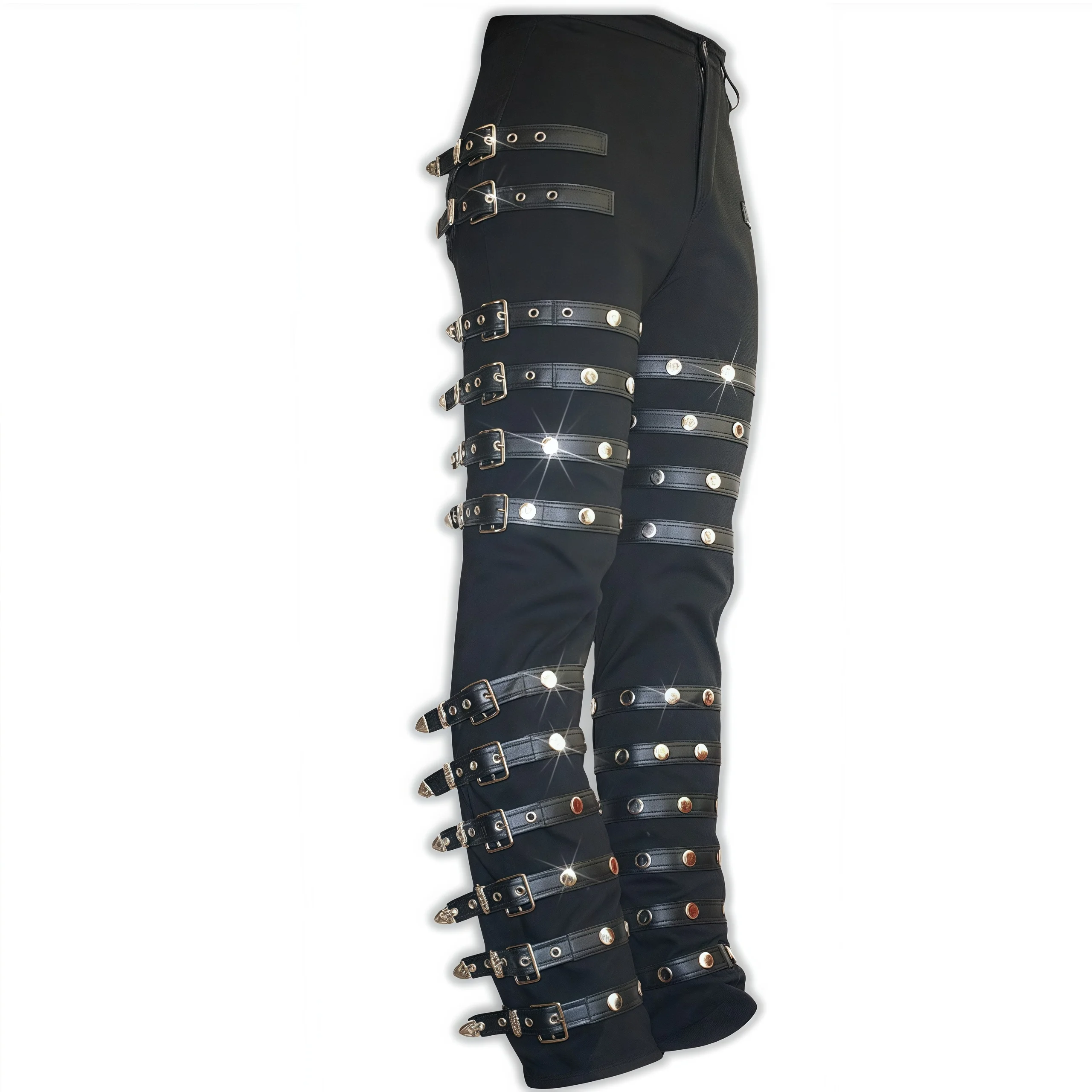 Role Player Rivet Trousers Pants for Michael Jackson BAD PUNK Black Silm Fit Show Rock Halloween Costumes view 2