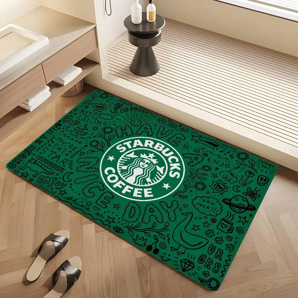 Cool S-Starbucks LOGO Entrance Door Mat Washable Non-Slip Living Room Sofa Chairs Area Mat Kitchen Welcome Doormat