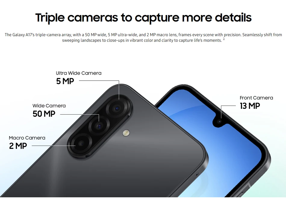 Global Version Samsung Galaxy A17 4G MTK G99 Smartphone 5000mAh Battery 50MP OIS Camera 6.7" 90Hz AMOLED Display IP54 Waterproof