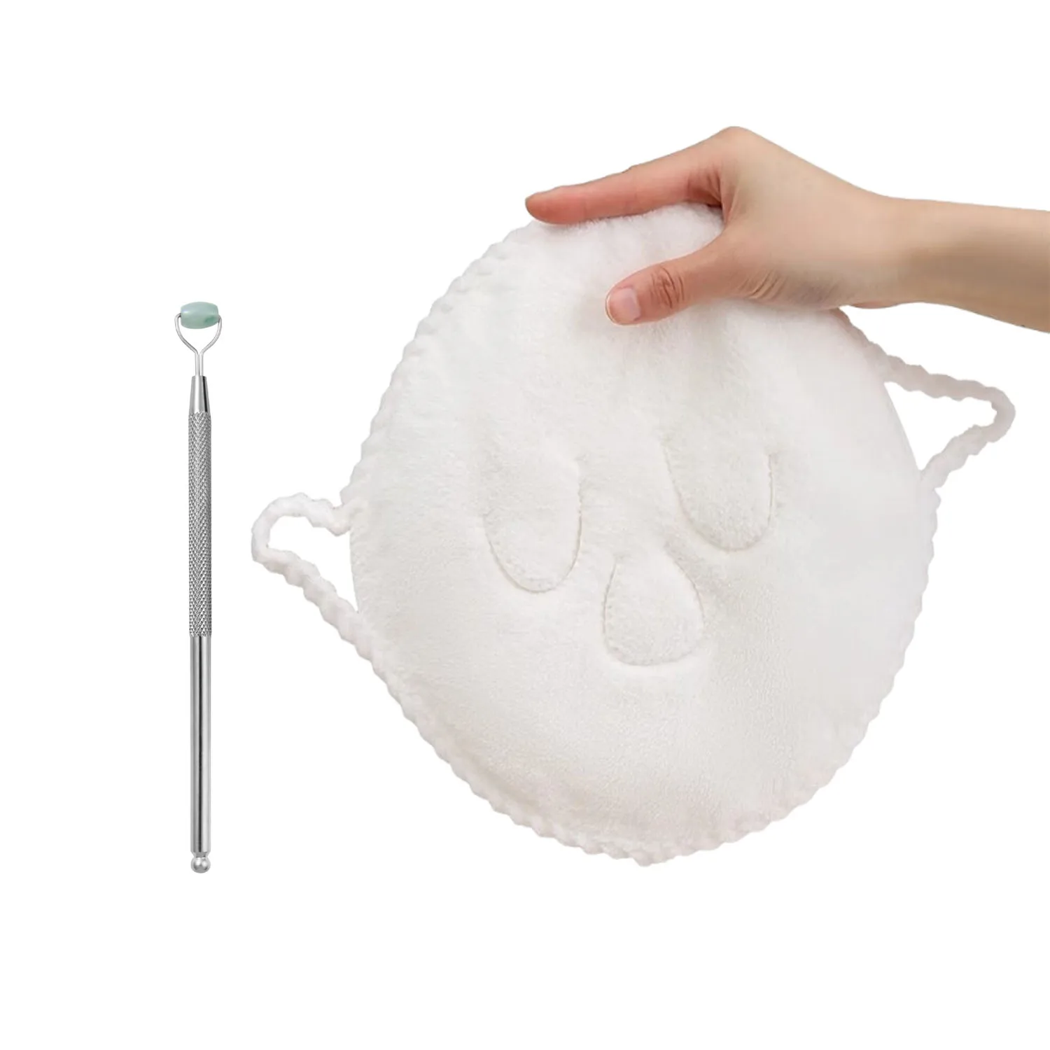 2 قطعة مجموعة أدوات العناية لرفع الوجه وشد الوجه المفتوحة المسام ترطيب منشفة ضغط ساخنة/باردة ومدلك العين الدوارة اليشم #6