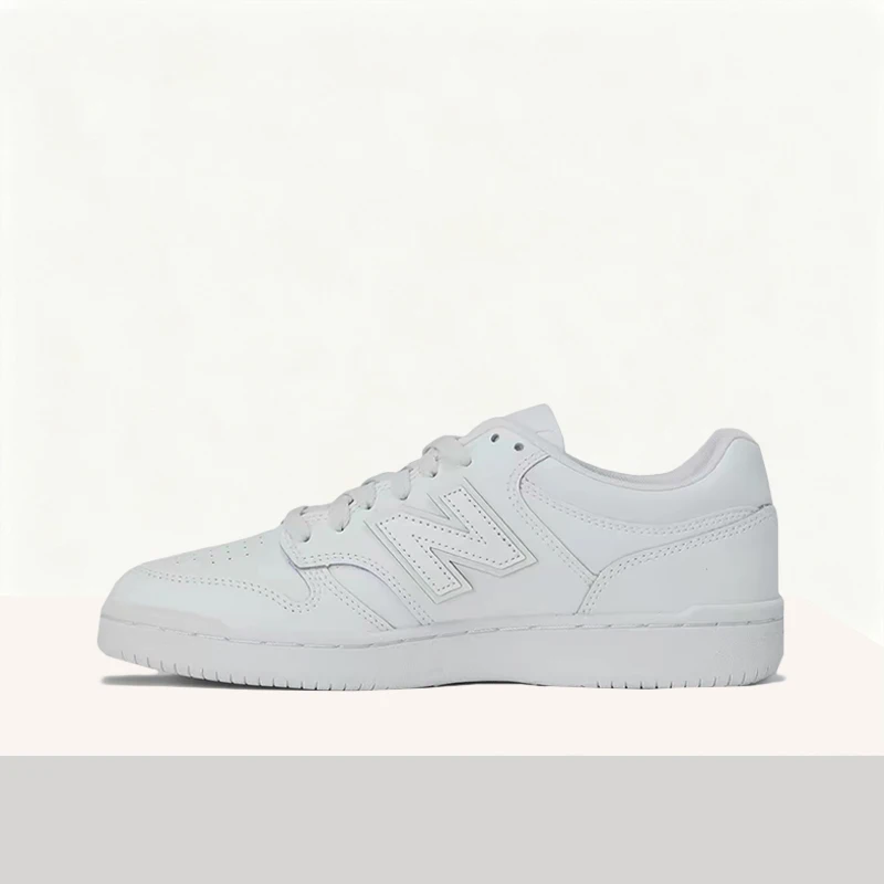 New Balance NB480 Unisex White Two-Layer Cowhide/Synthetic Leather Sneakers – Comfortable Versatile Durable Sole & Fit BB480L3W