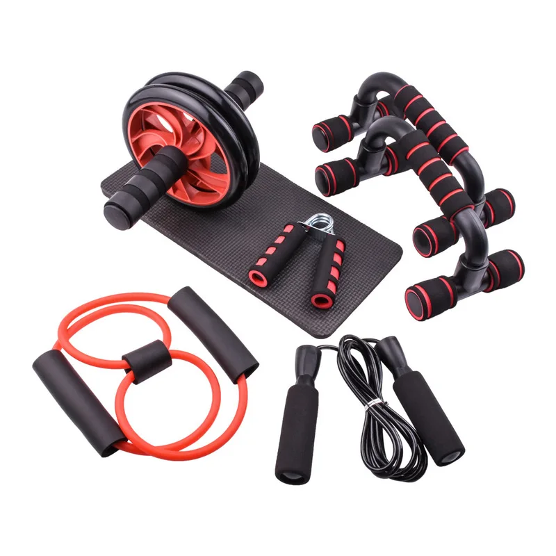 Sports AB Wheel Roller 10-in-1 Exercise Roller Wheel Kit with Knee Pad Resistance Band Push up Bars Handle Grip