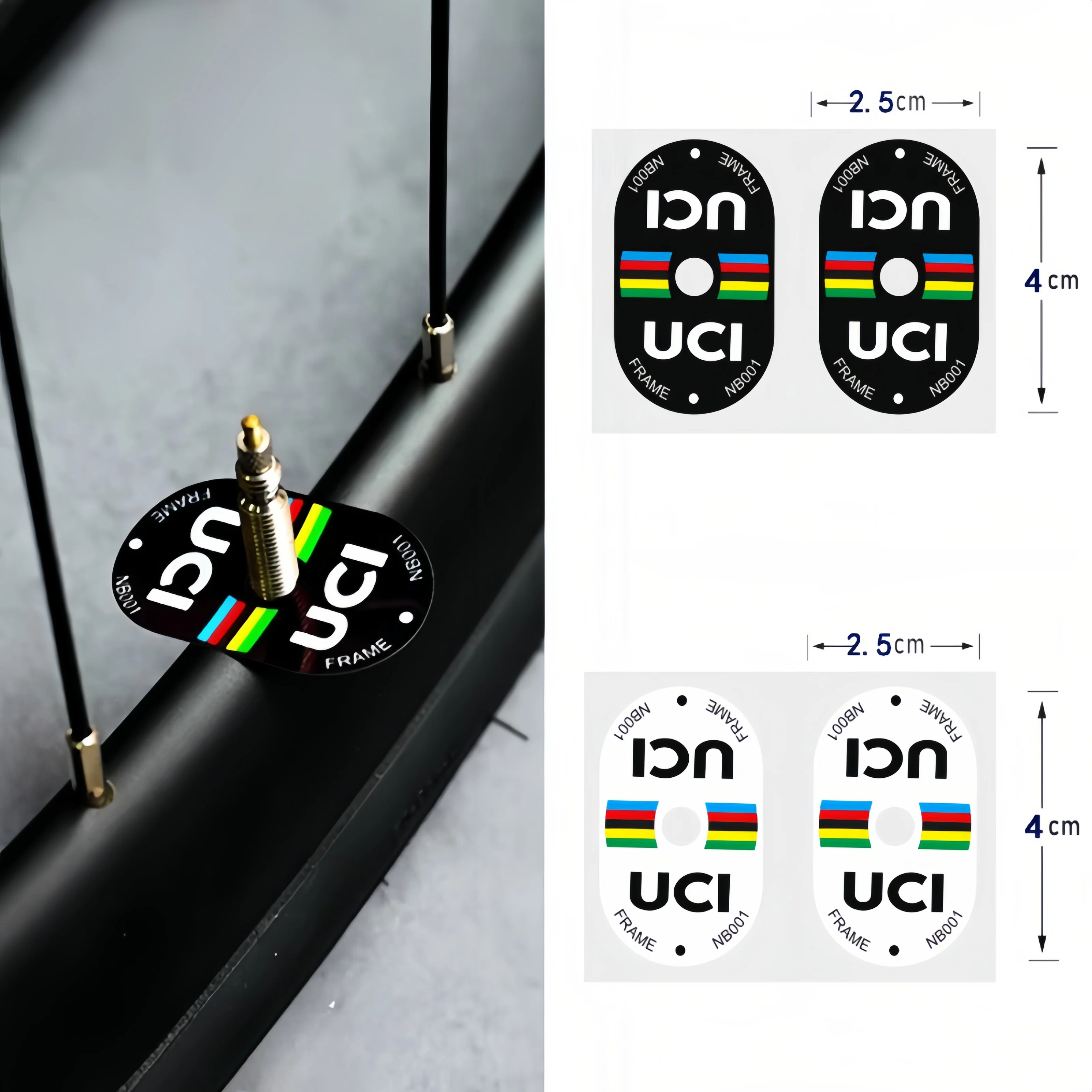 2PCS UCI Certified Bicycle Valve Rim Stickers Waterproof Sunscreen Bike Tire Valve Stickers Cycling Decals MTB Bike Decoration