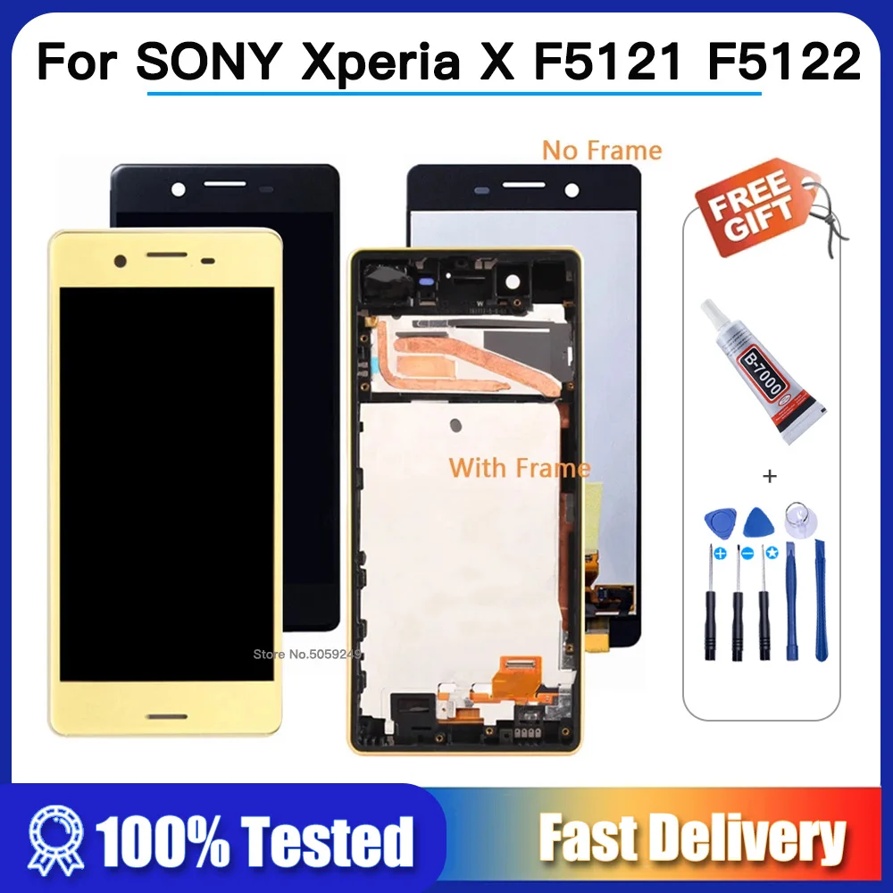 

ЖК-дисплей 5,0 дюйма для SONY Xperia X F5121, F5122, ЖК-дисплей с сенсорным экраном и дигитайзером в сборе, сменная рамка для SONY X LCD