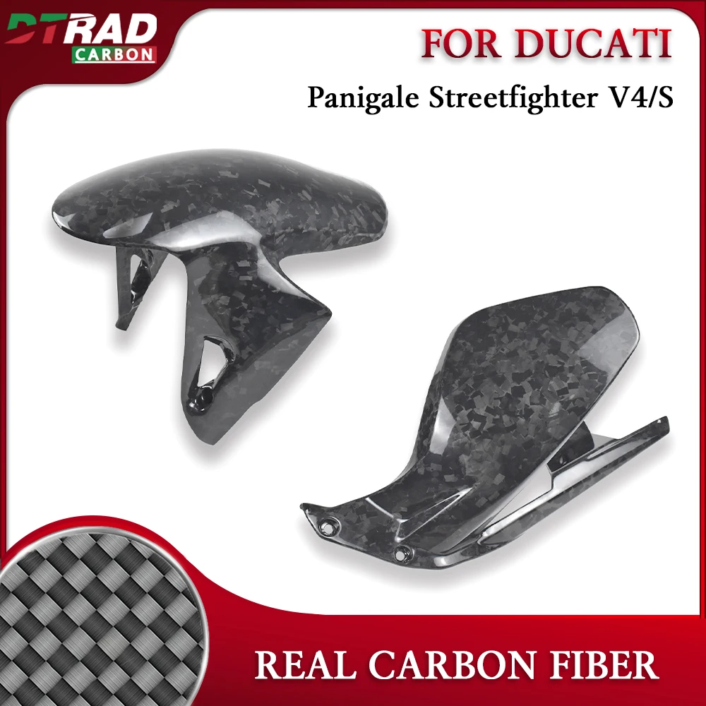 

For Ducati Panigale/Streetfighter V4/S/SP 2018-2024 Forged Gloss Carbon Fiber Front Fender & Rear Mudguard Chain Guard Fairing