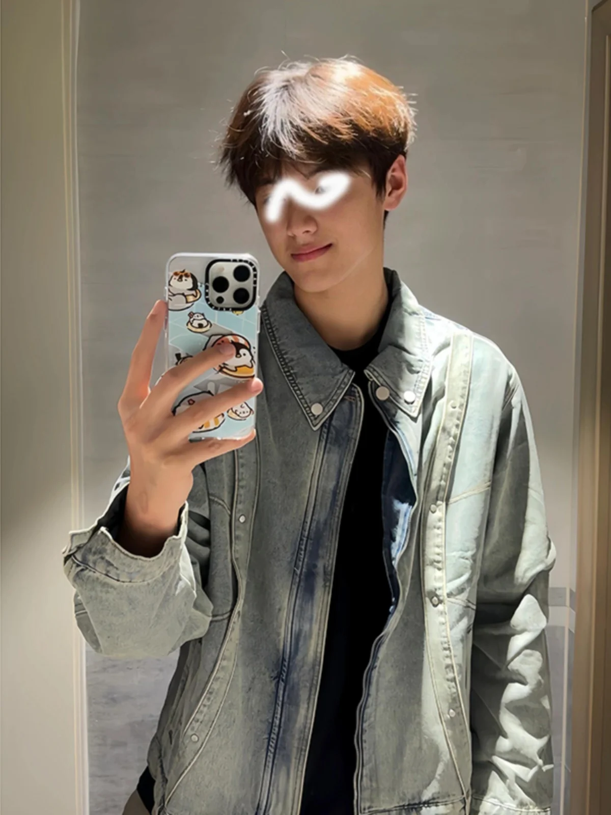 

Blue Sa Denim Jaet Men's Autumn Sle Cleanfit American High Street Waed Vintage Cool Workwear Jaet Loose Fit Youthfu...