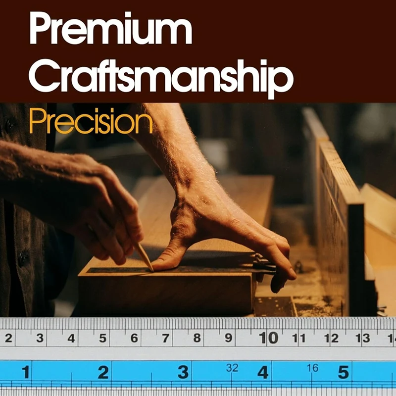 مجموعة مسطرة معدنية مقاس 12+6 بوصة - مسطرة ذات حافة مستقيمة تتمتع على قياسات إمبراطورية ومترية، مثالية لمشاريع DIY، Blue-ABAM #2