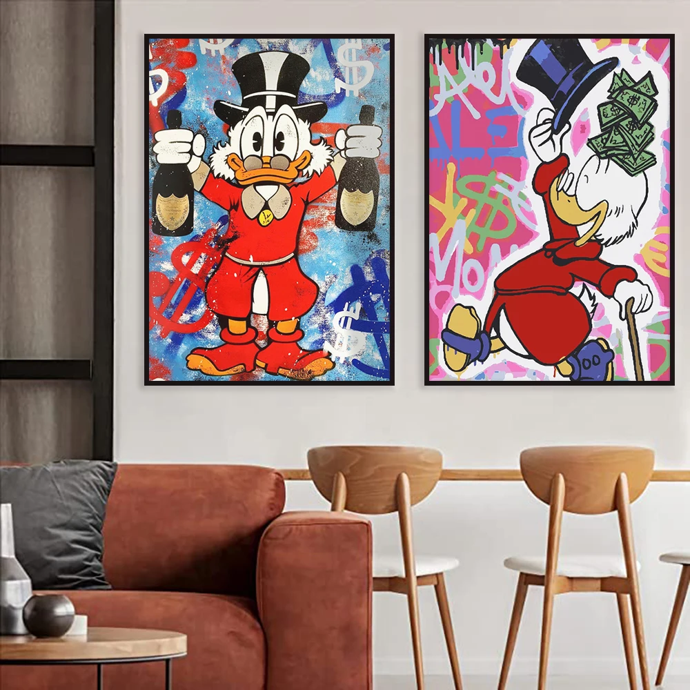 

Постеры с граффити Дональда Дака от Disney, классические мультяшные картины для декора дома, холст, настенные росписи, принты, изображения