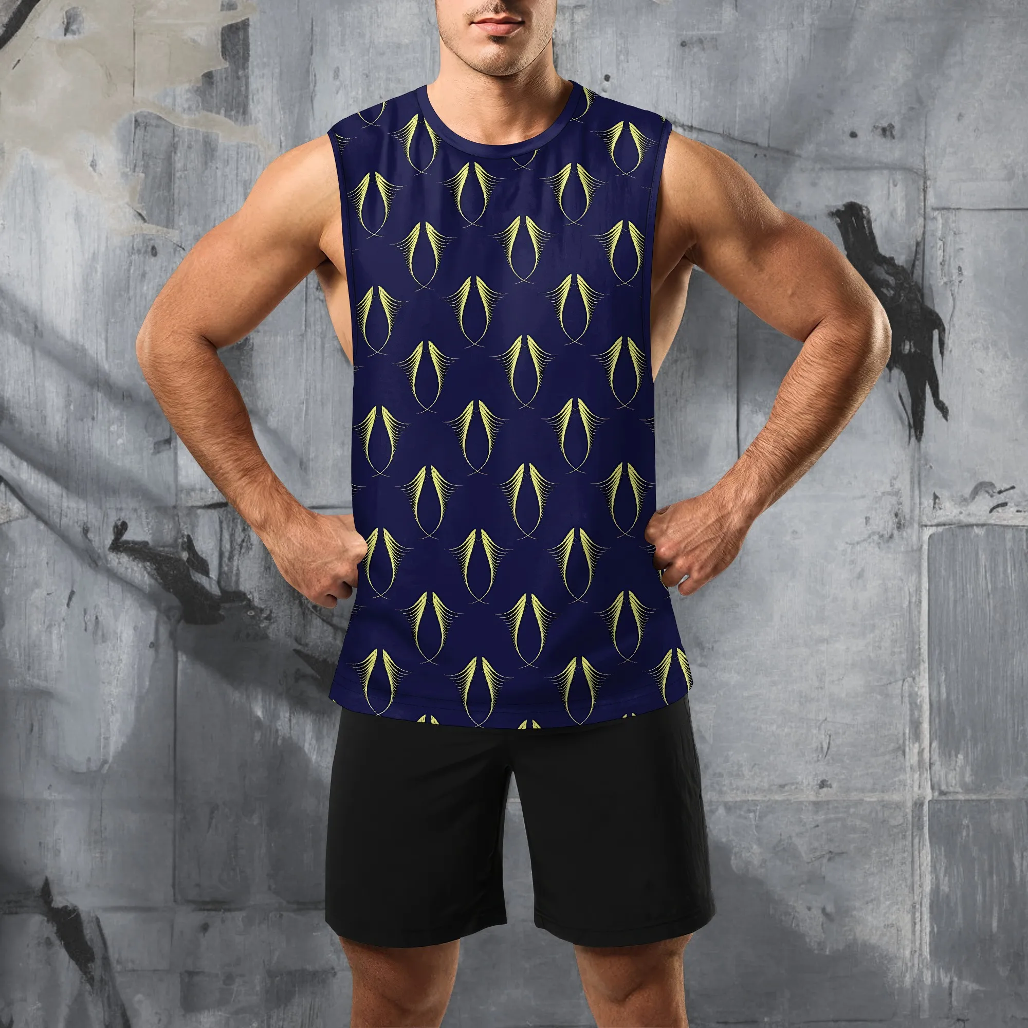 

YEAE Manta Ray Print Tank Top for Men Summer Casual Sleeveless Sports Vest