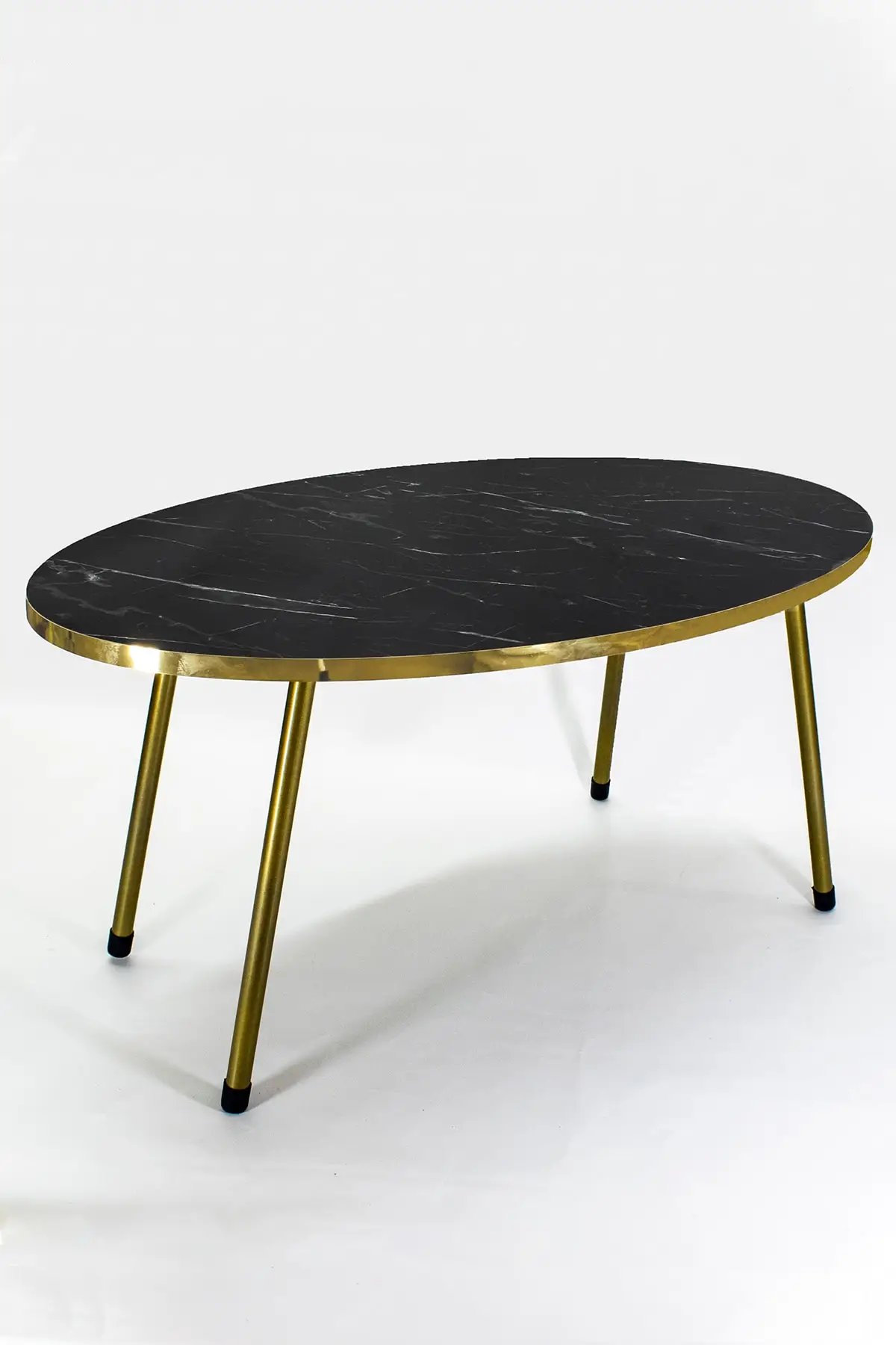 DOLBOVI Zigon Coffee Table And Coffee Table in the Middle Ellipse Gold Metal Toe Gold Bendir Set Coffee Table