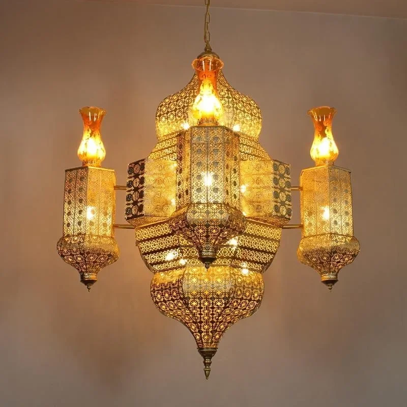 Customized Hotel Clubhouse South East Asia Large Chandelier Moroccan Style Chinese Restaurant Lights Decorative Lighting Zhongsh