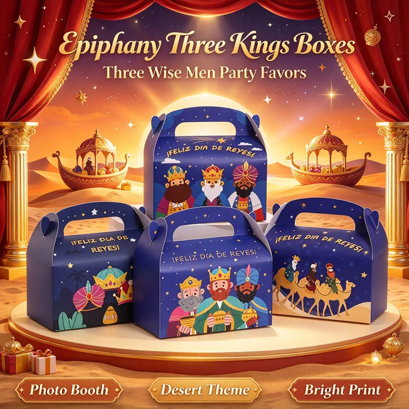 Party Favor Three Kings Day Holiday Gift Box Paper Bags Set for All in One Christmas Present Wrapping Versatile Festivity Decor