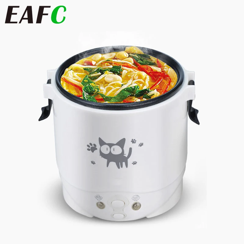 EAFC 1L Electric Mini Car Rice Cooker Rice Cooker Household 220V for Car 12V- 24V Cooking Machine Fast Heating Car Electrical