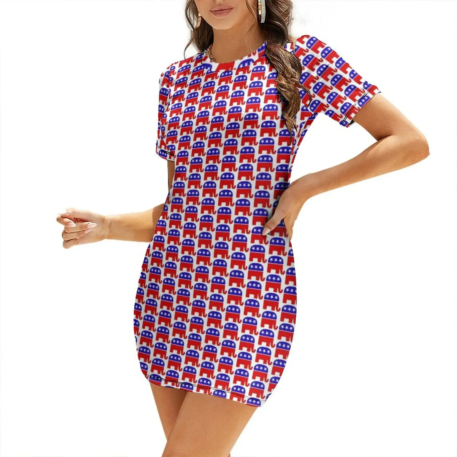 Vestido de Manga Corta GOP Elephant, Ropa de Mujer, Novedades Verano 2026, Vestido de Verano para Mujer 2026, Ropa de Playa Femenina
