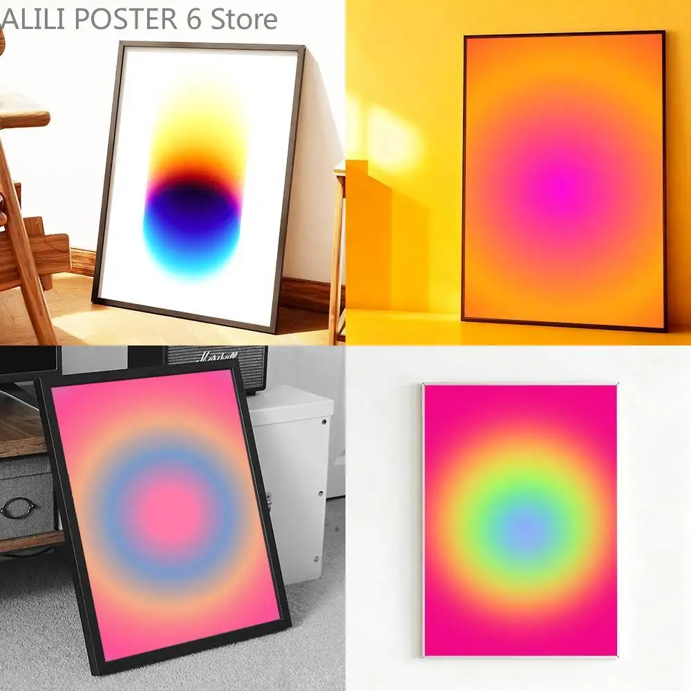 

Gradient Halo Art Poster Prints Wall Art Painting Picture Gift Living Room Bar Restaurant Dec Sticker Large