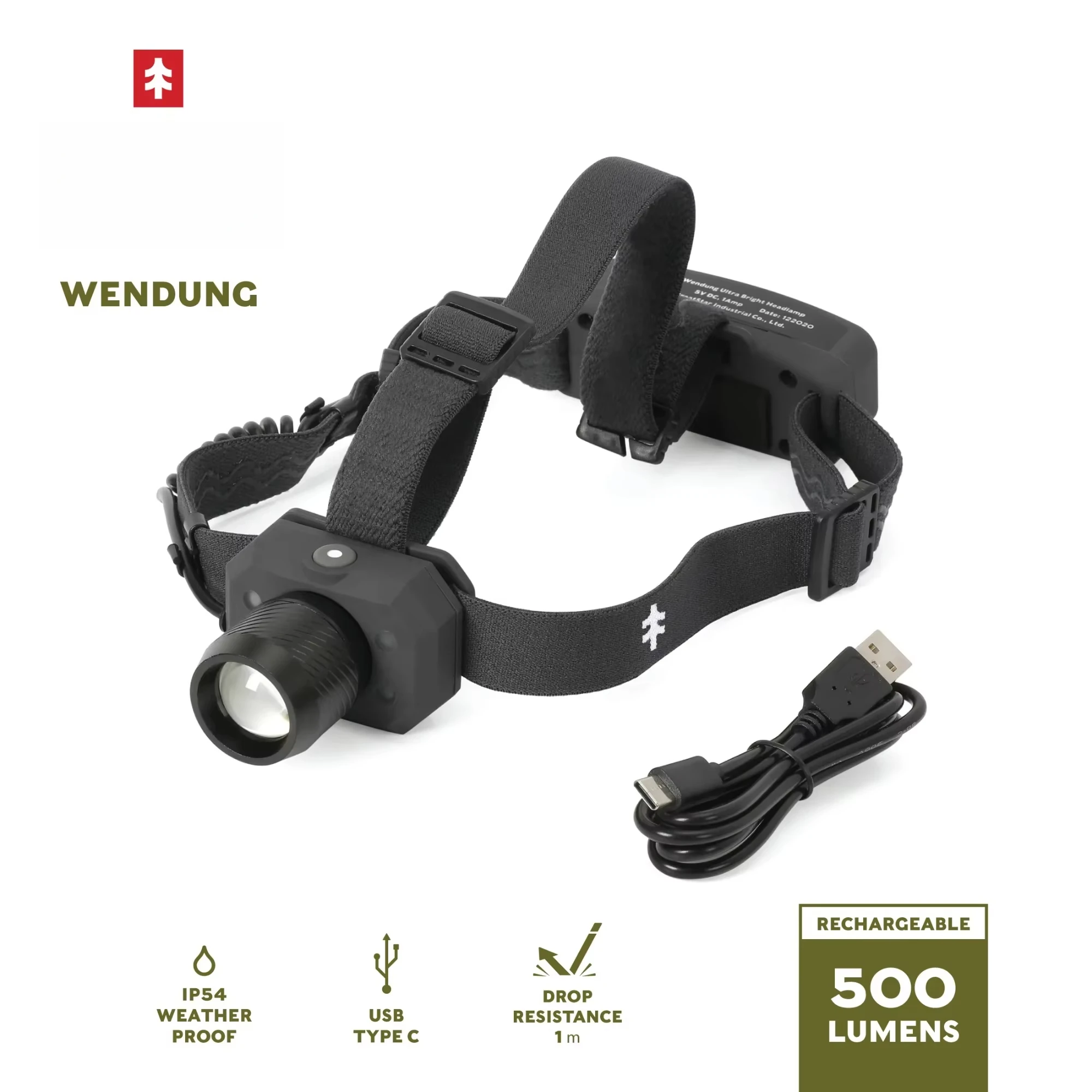 Lampada frontale a lungo raggio da 500 lumen con modalità UV, durata della batteria estesa, essenziale per avventure estreme