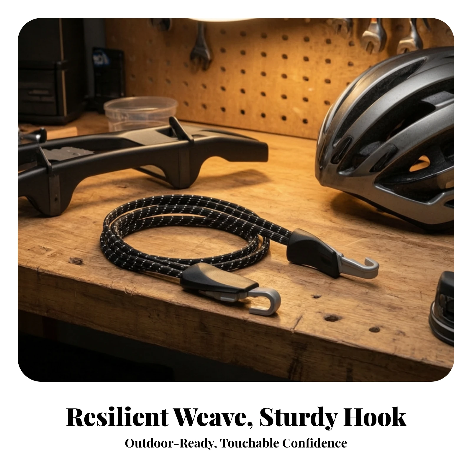 Cycle Cargo Strap with Hooks Reflective Elastic Bike Rack Strap Bungee Cord with Plastic Hooks Flat Stretchy for Cyclists