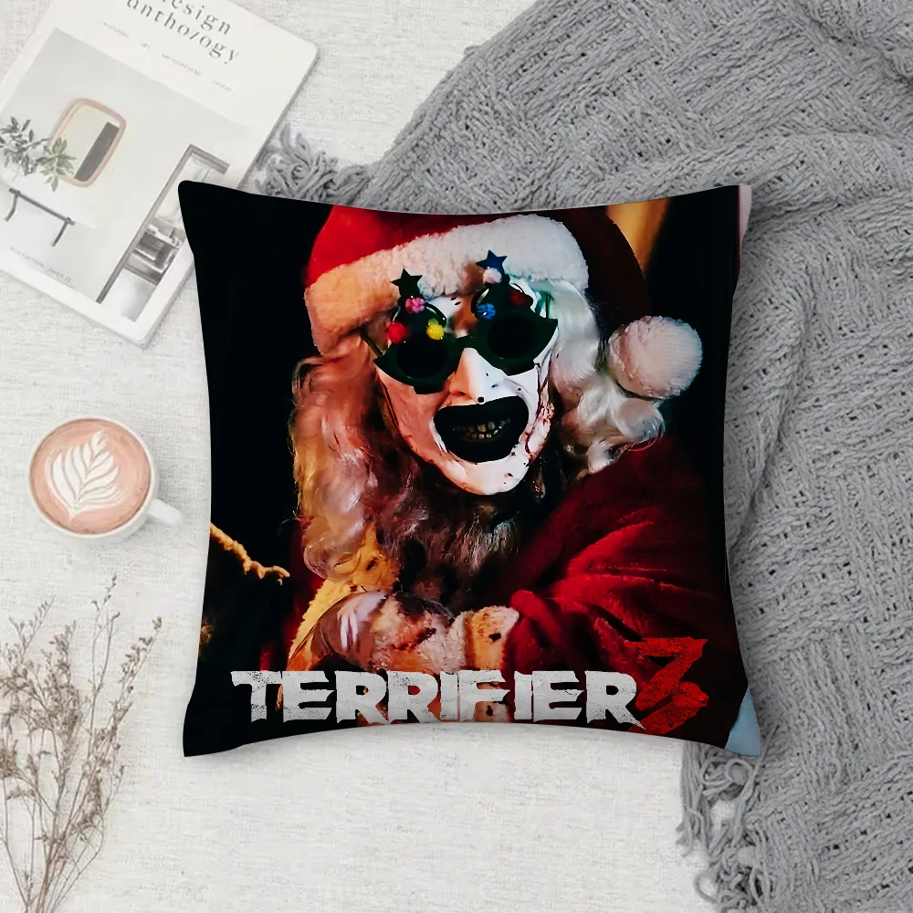 

Плюшевая наволочка для подушки с двусторонней печатью, коротковорсовая, квадратная, с принтом из фильма «Ужасы Террифайер 2 3», для дивана, спальни, прикроватная подушка
