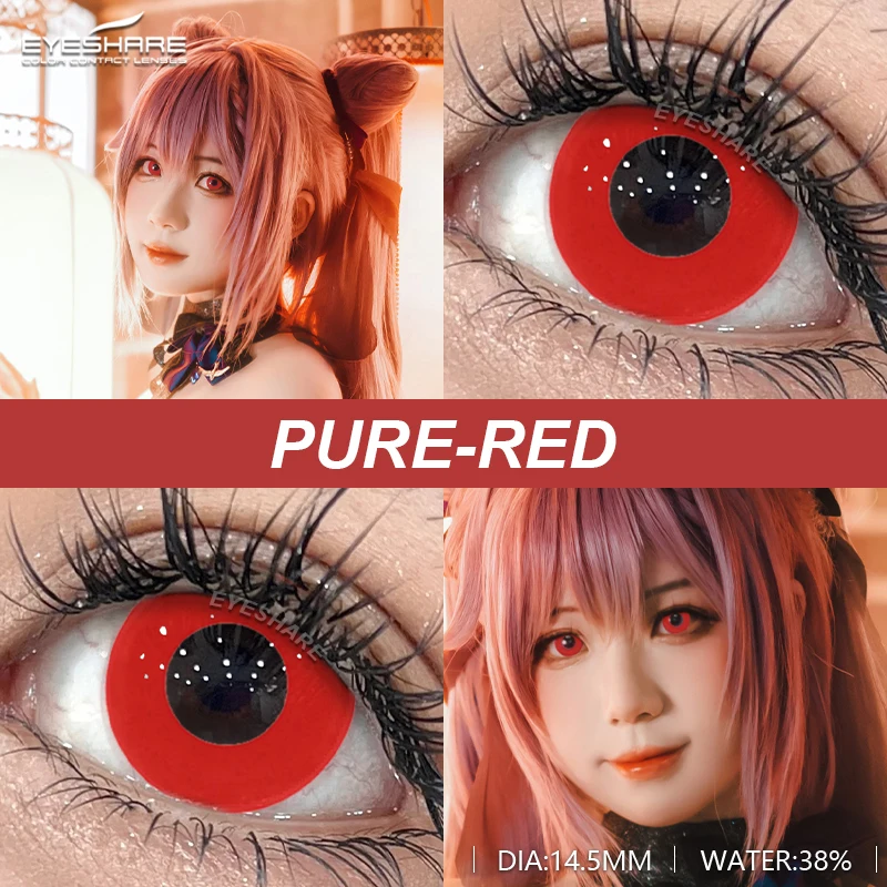 EYESHARE 2pcs Colored Contact Lenses Halloween Cosplay White Crazy Contact Lenses Anime Red Eye Lenses Green Makeup Contact Lens
