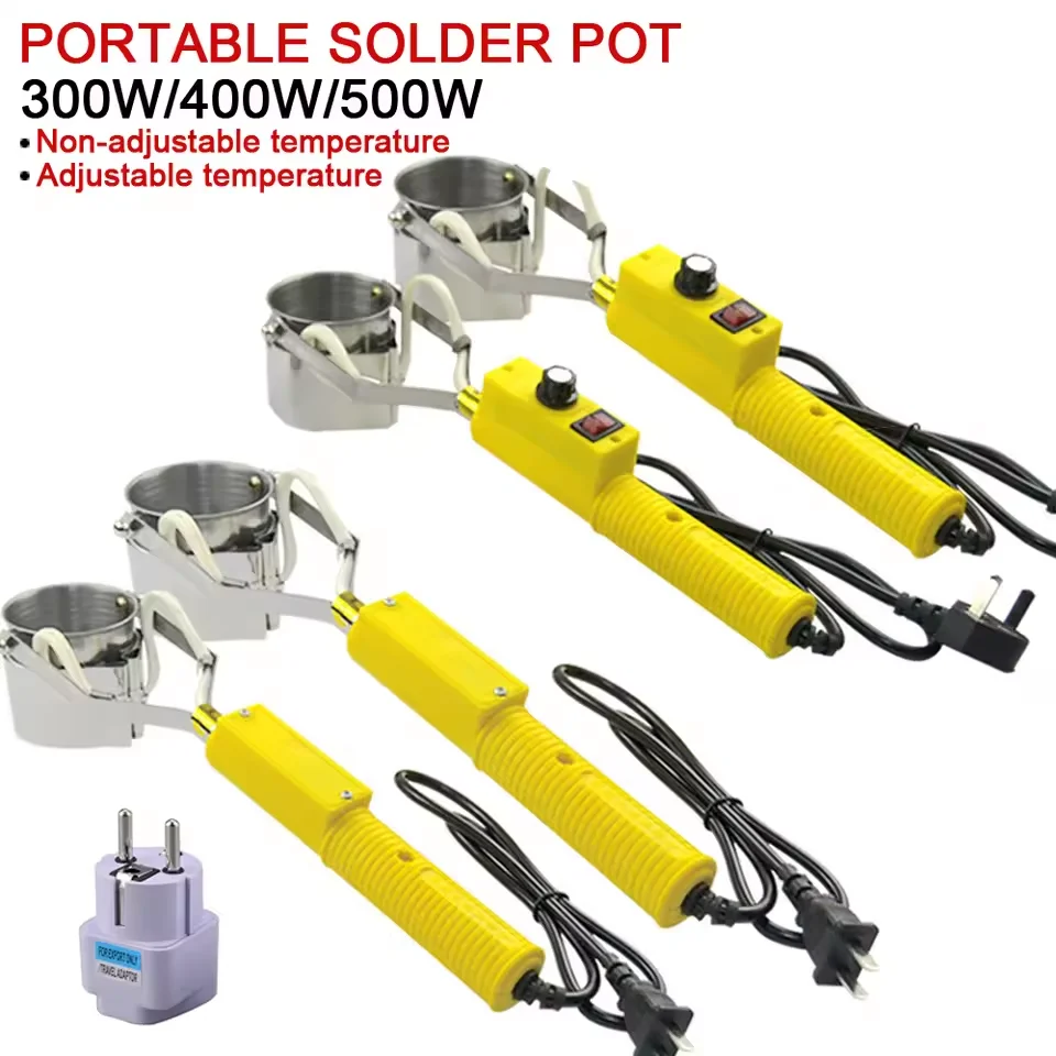 300W/500W Portable Solder Pot Handheld Lead-free Tin Melting Furnace Adjustable Temperature Control Desoldering Pot Tool EU Plug