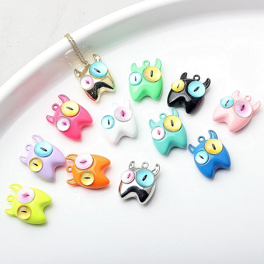 

10 Pieces/Bag Simplicity Alloy Little Demon Colorful Painted Cartoon Pendant DIY Bracelet Necklace Jewelry Accessories